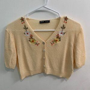Floral Knit Button Top NWOT